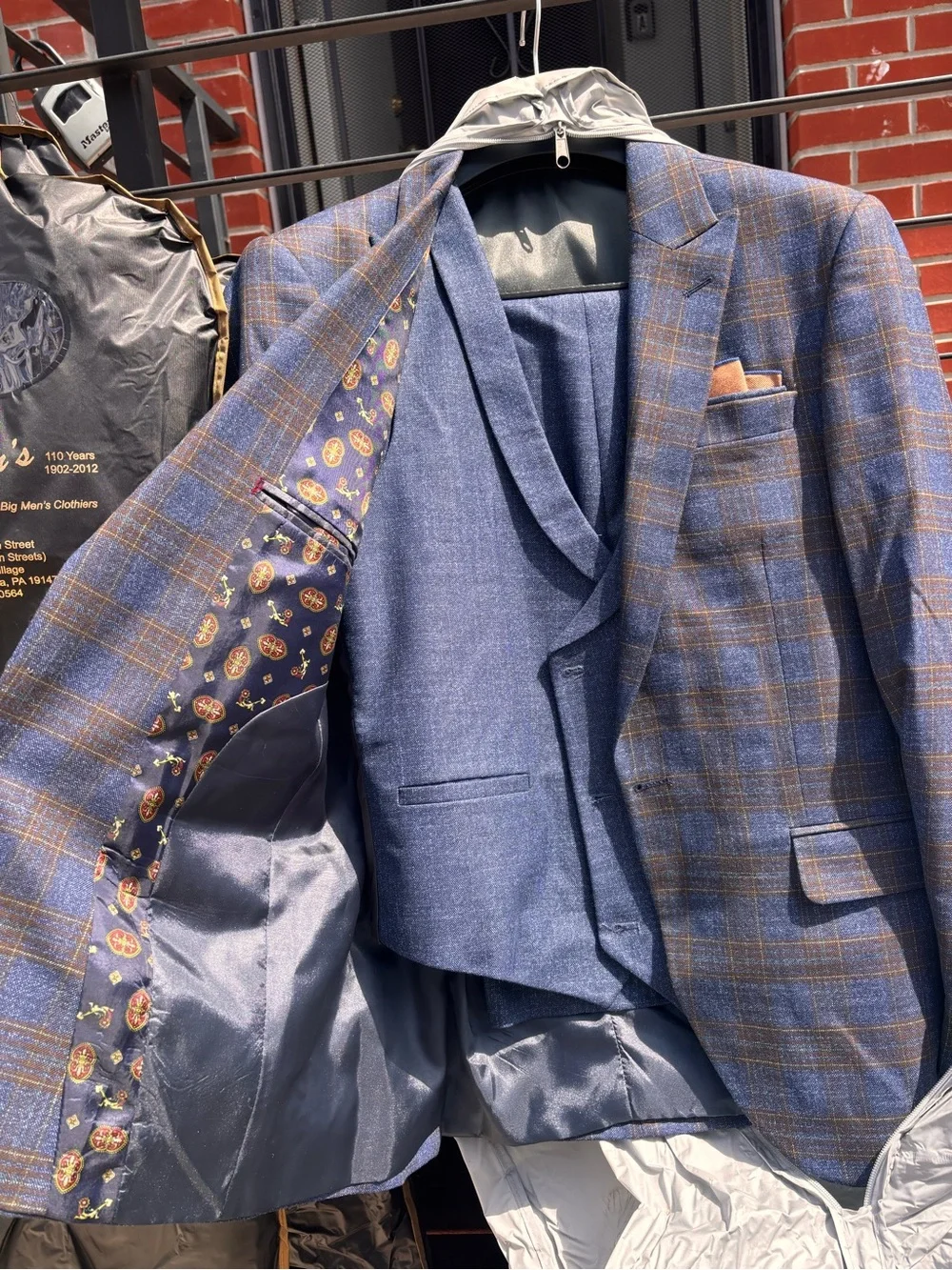 Men's Blue Plaid Blazer - Classic Two-Button Sport Coat